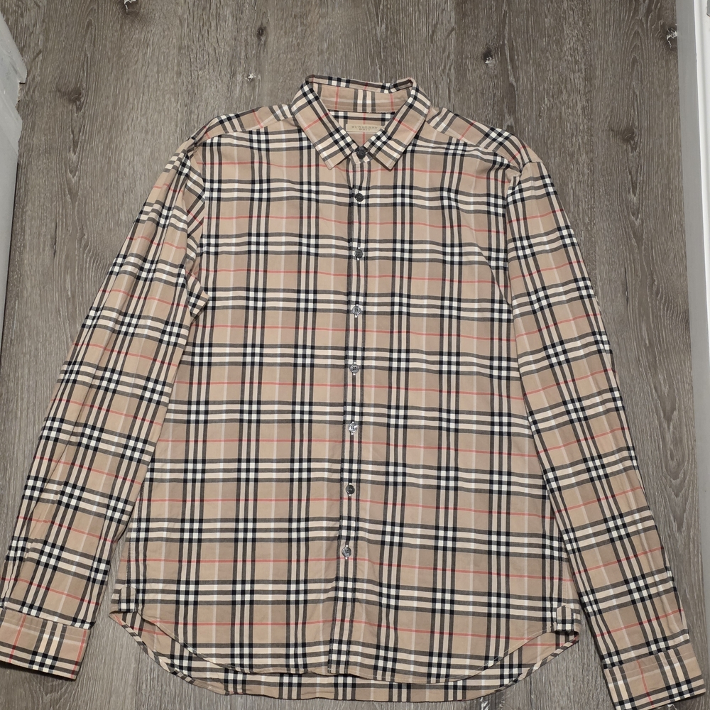 Burberry House Check Button Up Long Sleeve Shirt Mens Large